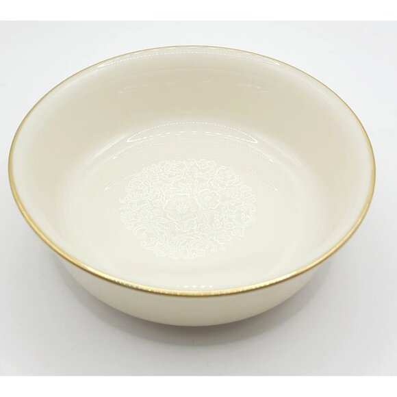 Lenox Moonspun Ivory Porcelain Fruit Cereal Bowl W/ Floral Lace Design Gold Trim - Picture 2 of 8